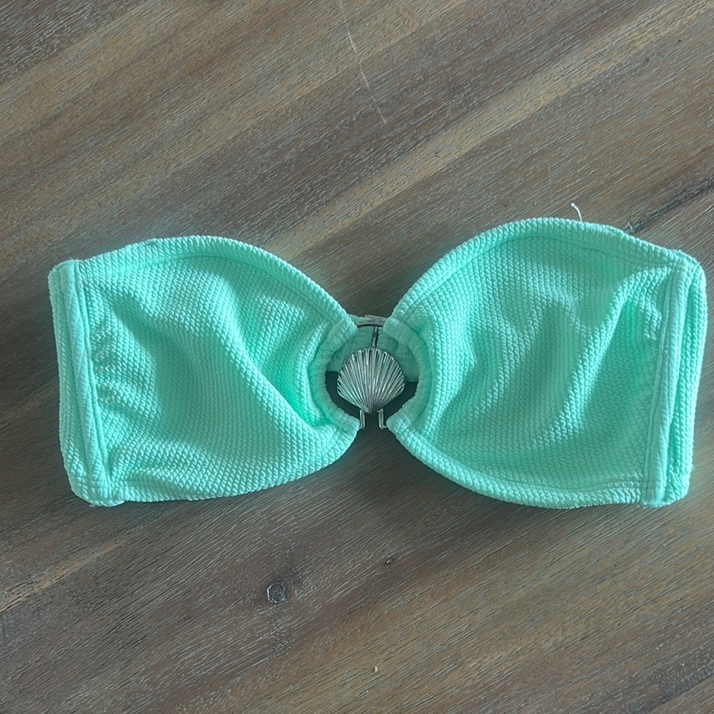 Mint Green Bandeau Bikini Top with Shell Detail